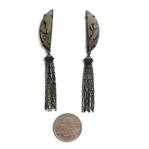 Dendritic Agate Fringe Earrings-Earrings-Heather Guidero-Pistachios
