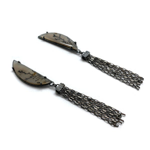 Dendritic Agate Fringe Earrings-Earrings-Heather Guidero-Pistachios