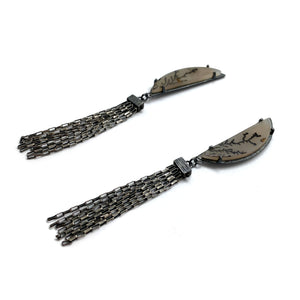 Dendritic Agate Fringe Earrings-Earrings-Heather Guidero-Pistachios