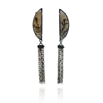 Dendritic Agate Fringe Earrings