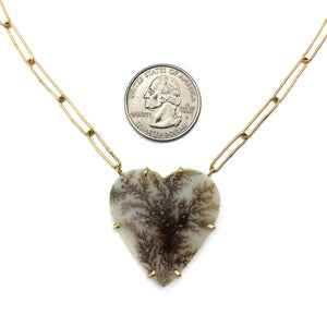 Dendritic Agate Heart Necklace-Necklaces-Lori Francescutti-Pistachios