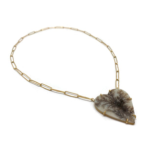 Dendritic Agate Heart Necklace-Necklaces-Lori Francescutti-Pistachios