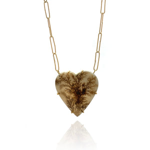 Dendritic Agate Heart Necklace-Necklaces-Lori Francescutti-Pistachios