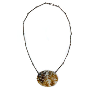Dendritic Agate Oval Necklace-Necklaces-Lori Francescutti-Pistachios