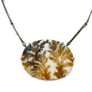 Dendritic Agate Oval Necklace-Necklaces-Lori Francescutti-Pistachios