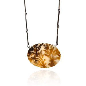 Dendritic Agate Oval Necklace-Necklaces-Lori Francescutti-Pistachios