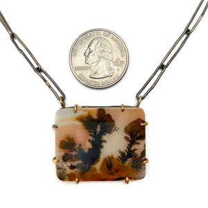 Dendritic Agate Square Necklace-Necklaces-Lori Francescutti-Pistachios