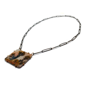 Dendritic Agate Square Necklace-Necklaces-Lori Francescutti-Pistachios