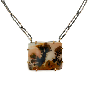 Dendritic Agate Square Necklace-Necklaces-Lori Francescutti-Pistachios