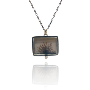 Dendritic Agate and Diamond Pendant-Necklaces-Austin Titus-Pistachios