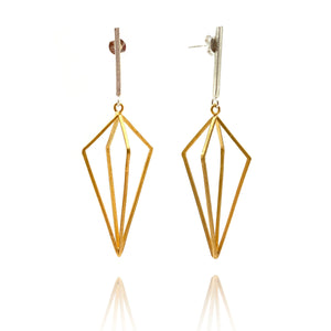 Diamond Drop Link Earrings - Gold/Silver-Earrings-Veronika Majewska-Pistachios