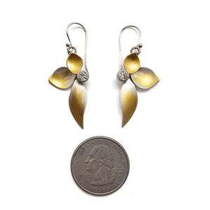 Diamond Feathered Floral Earrings-Earrings-Judith Neugebauer-Pistachios