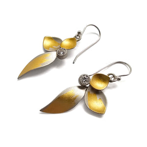 Diamond Feathered Floral Earrings-Earrings-Judith Neugebauer-Pistachios