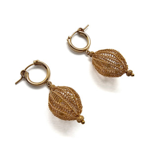 Diamond and Gold Crochet Earrings - Pistachios