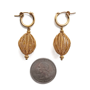 Diamond and Gold Crochet Earrings - Pistachios