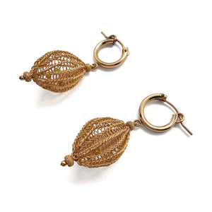 Diamond and Gold Crochet Earrings - Pistachios