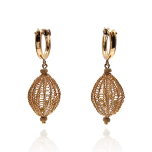 Diamond and Gold Crochet Earrings - Pistachios