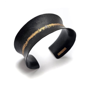 Diamond and Gold Stripe Cuff-Bracelets-Pat Flynn-Pistachios