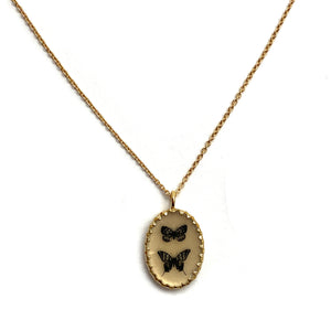 Double Butterfly Necklace-Necklaces-Anna Bankuti-Pistachios