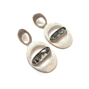 Double Carved Window Earrings - Tourmalated Quartz-Earrings-Heather Guidero-Pistachios