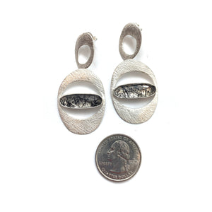 Double Carved Window Earrings - Tourmalated Quartz-Earrings-Heather Guidero-Pistachios