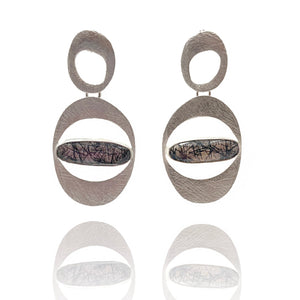 Double Carved Window Earrings - Tourmalated Quartz-Earrings-Heather Guidero-Pistachios
