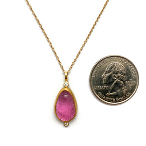 Double Diamond and Pink Tourmaline Necklace-Necklaces-Karin Jacobson-Pistachios