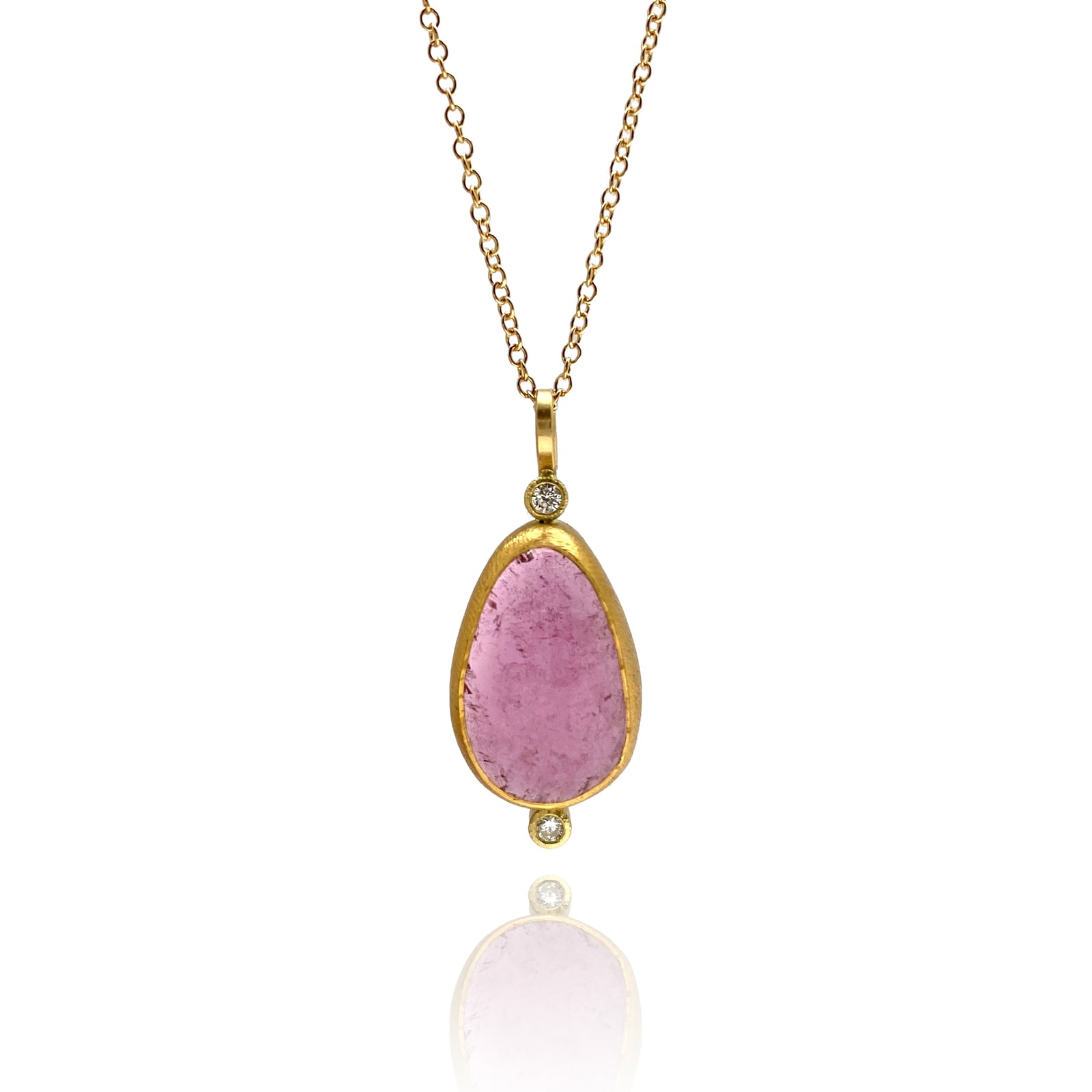 Double Diamond and Pink Tourmaline Necklace-Necklaces-Karin Jacobson-Pistachios