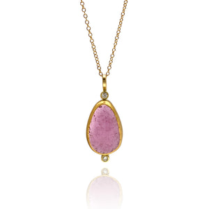 Double Diamond and Pink Tourmaline Necklace-Necklaces-Karin Jacobson-Pistachios