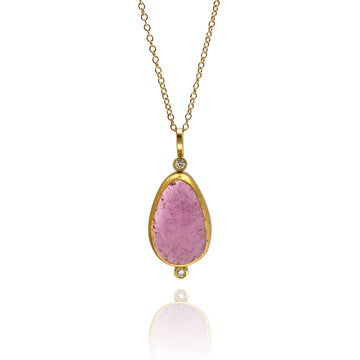 Double Diamond and Pink Tourmaline Necklace
