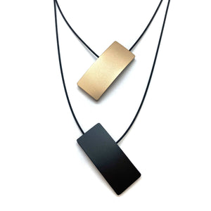 Double Sided Ajustable Necklace Black/Silver & Champagne/Black-Necklaces-Ursula Muller-Pistachios