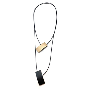 Double Sided Ajustable Necklace Black/Silver & Champagne/Black-Necklaces-Ursula Muller-Pistachios