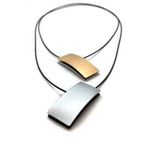 Double Sided Ajustable Necklace Champagne/Silver & Black/Silver-Necklaces-Ursula Muller-Pistachios