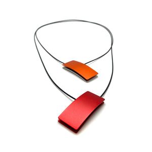 Double Sided Ajustable Necklace Red/Orange & Red/Silver-Necklaces-Ursula Muller-Pistachios