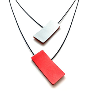 Double Sided Ajustable Necklace Red/Orange & Red/Silver-Necklaces-Ursula Muller-Pistachios