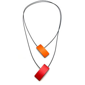 Double Sided Ajustable Necklace Red/Orange & Red/Silver-Necklaces-Ursula Muller-Pistachios