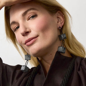 Double Square Steel Earrings-Earrings-Sandra Salaices-Pistachios