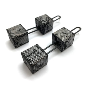 Double Square Steel Earrings-Earrings-Sandra Salaices-Pistachios