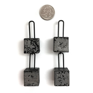 Double Square Steel Earrings-Earrings-Sandra Salaices-Pistachios