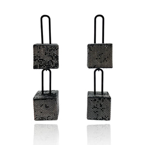 Double Square Steel Earrings-Earrings-Sandra Salaices-Pistachios