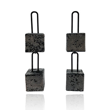 Double Square Steel Earrings