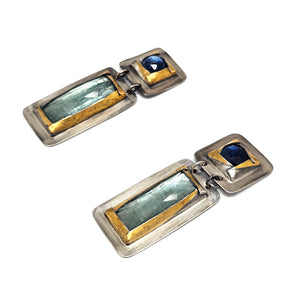 Double Tiered Blue Earrings-Earrings-Austin Titus-Pistachios