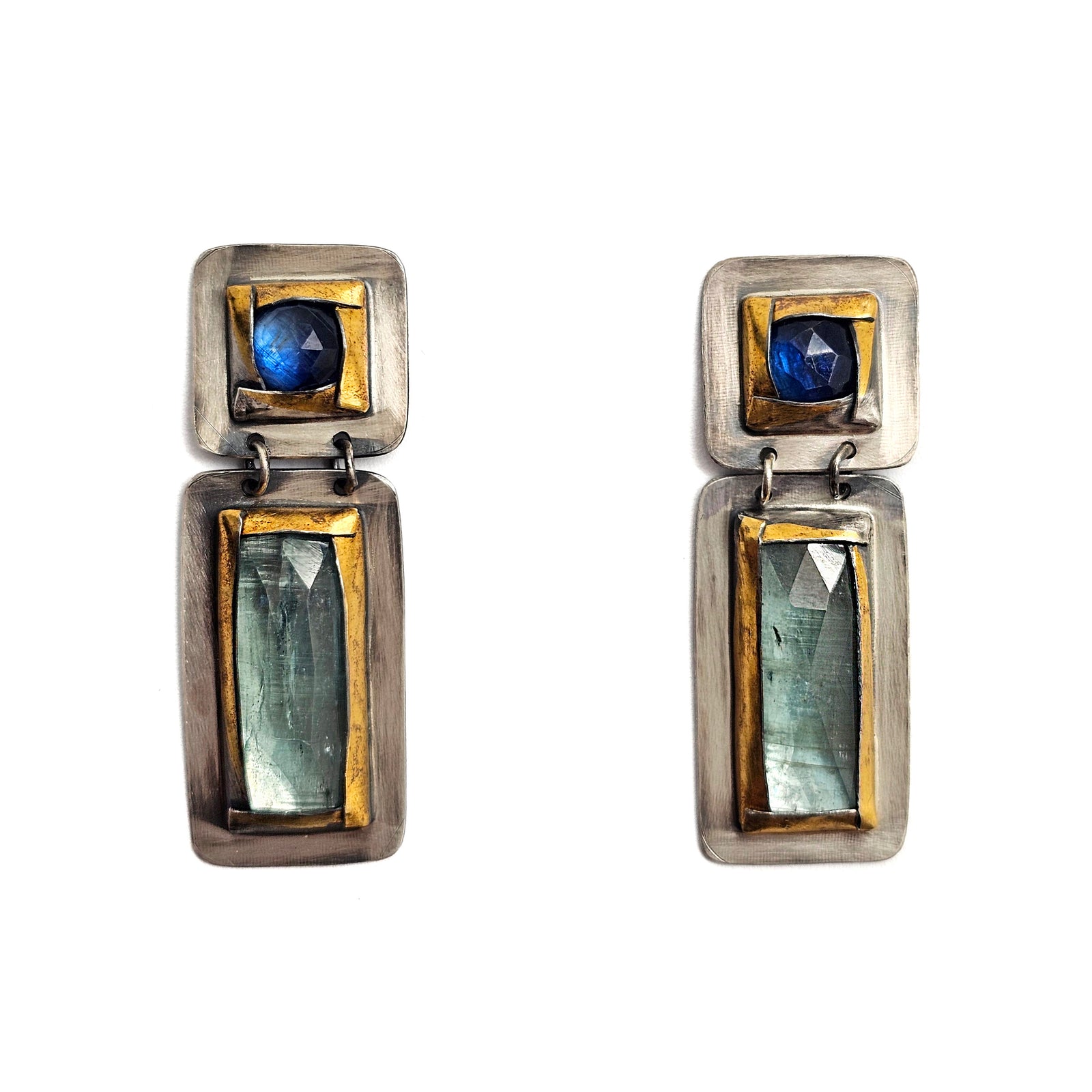 Double Tiered Blue Earrings-Earrings-Austin Titus-Pistachios