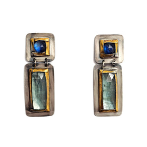 Double Tiered Blue Earrings-Earrings-Austin Titus-Pistachios