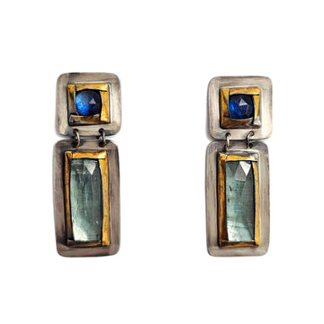 Double Tiered Blue Earrings