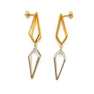 Double Triangle Link Earrings - Gold/Silver-Earrings-Veronika Majewska-Pistachios