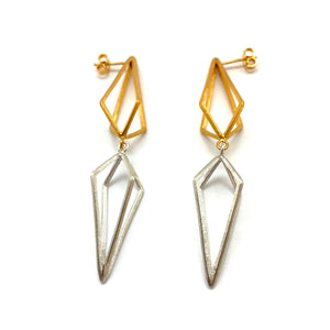 Double Triangle Link Earrings - Gold/Silver-Earrings-Veronika Majewska-Pistachios