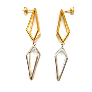 Double Triangle Link Earrings - Gold/Silver-Earrings-Veronika Majewska-Pistachios