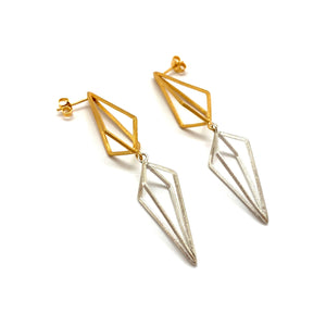 Double Triangle Link Earrings - Gold/Silver-Earrings-Veronika Majewska-Pistachios