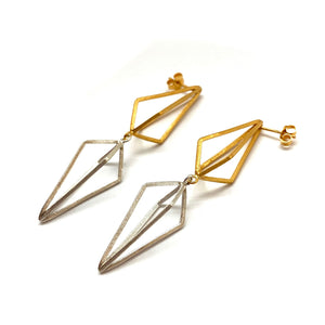 Double Triangle Link Earrings - Gold/Silver-Earrings-Veronika Majewska-Pistachios